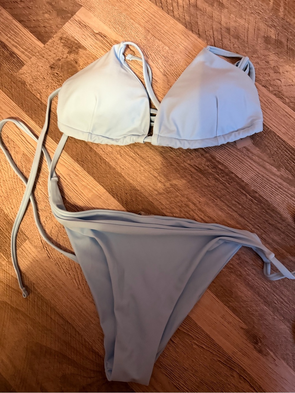 Light Blue and Hot Pink Triangle Bikini Set